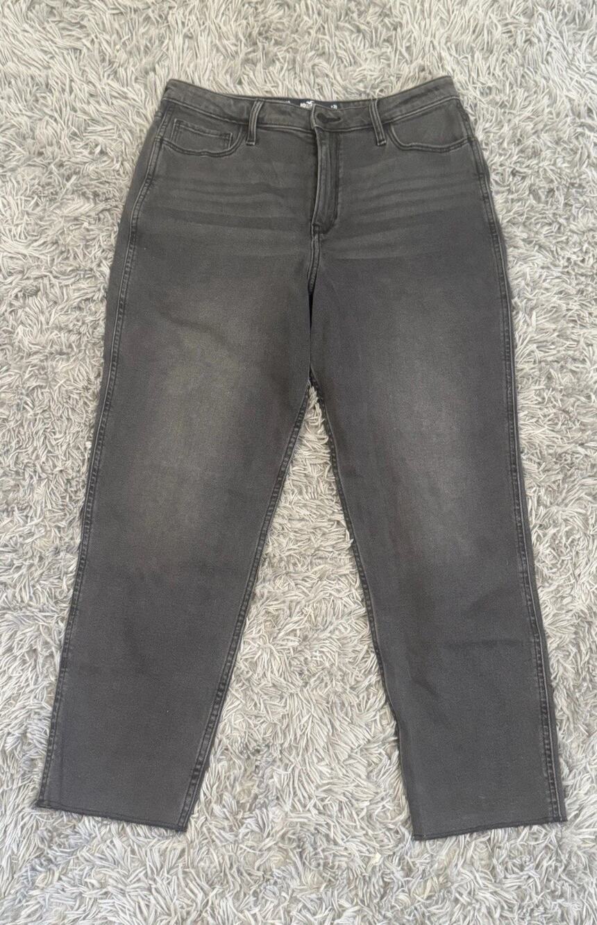 Hollister Ultra High-Rise Mom Jeans Actual 32x26.5 Black Denim Hipster City Chic